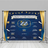 Aperturee - Aperturee Retro Blue Step And Repeat Congrats Grad Backdrop